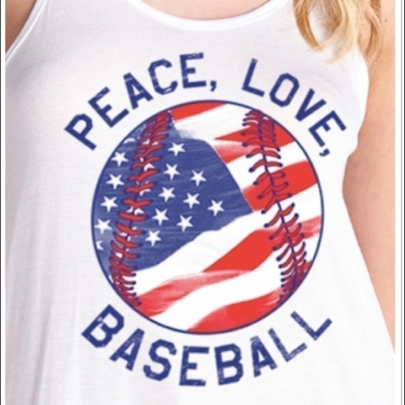 SALE!'Peace, Love, Baseball' Graphic Tank - Picture 1 of 3